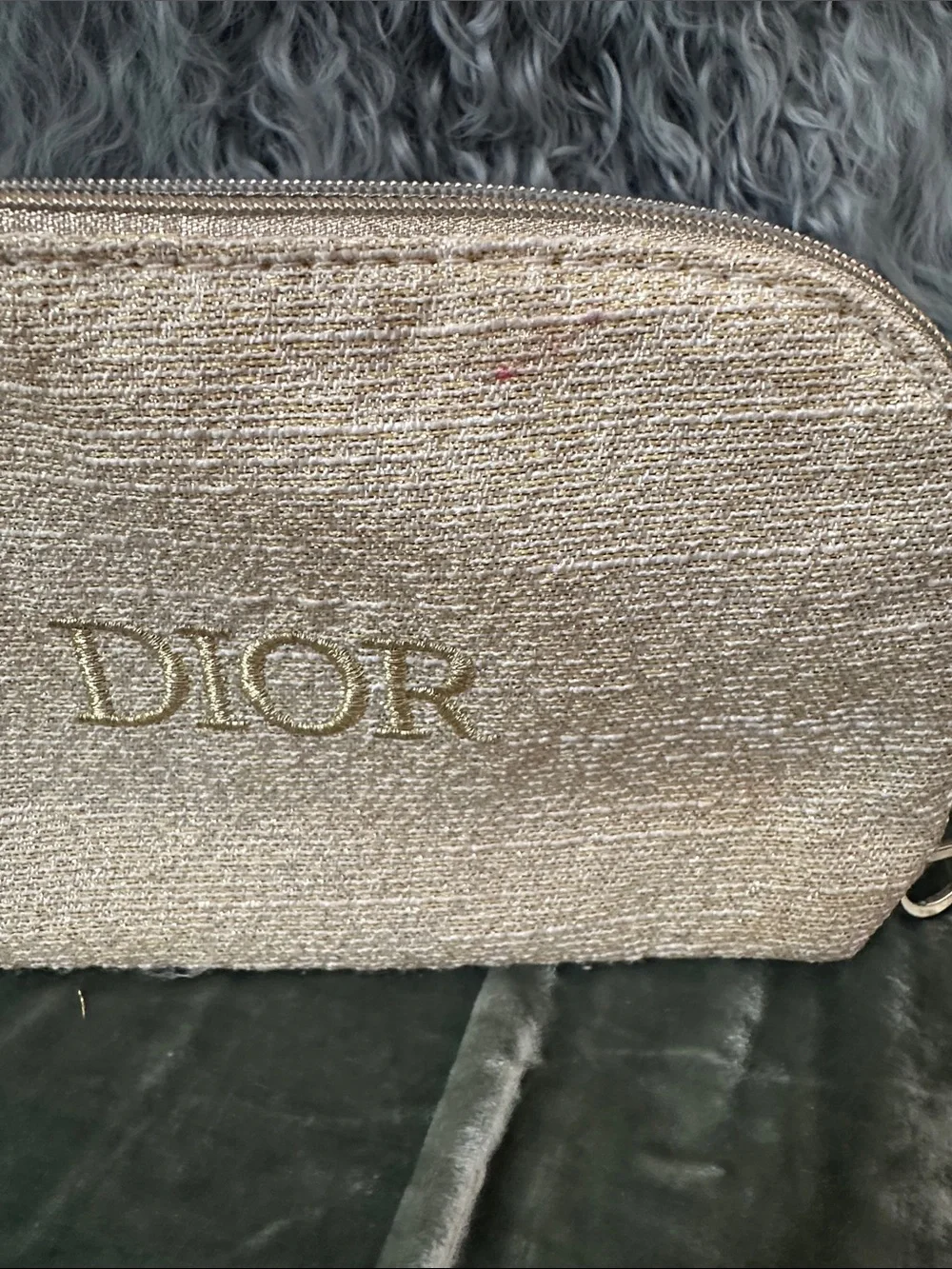 Dior Beauty Gold Shimmer Cosmetic Pouch Makeup Bag